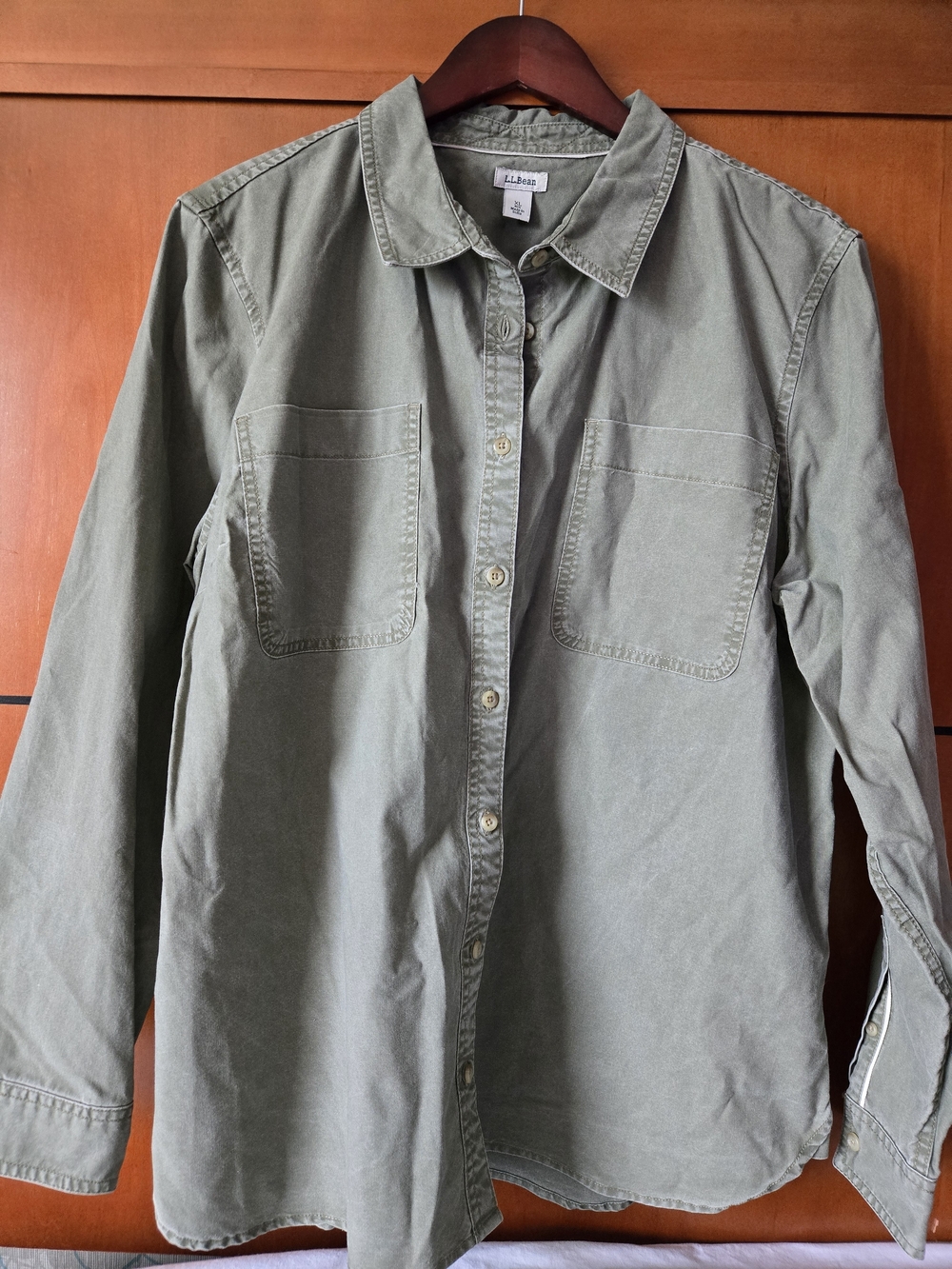 L.L. Bean Olive Green Button-Up Shirt